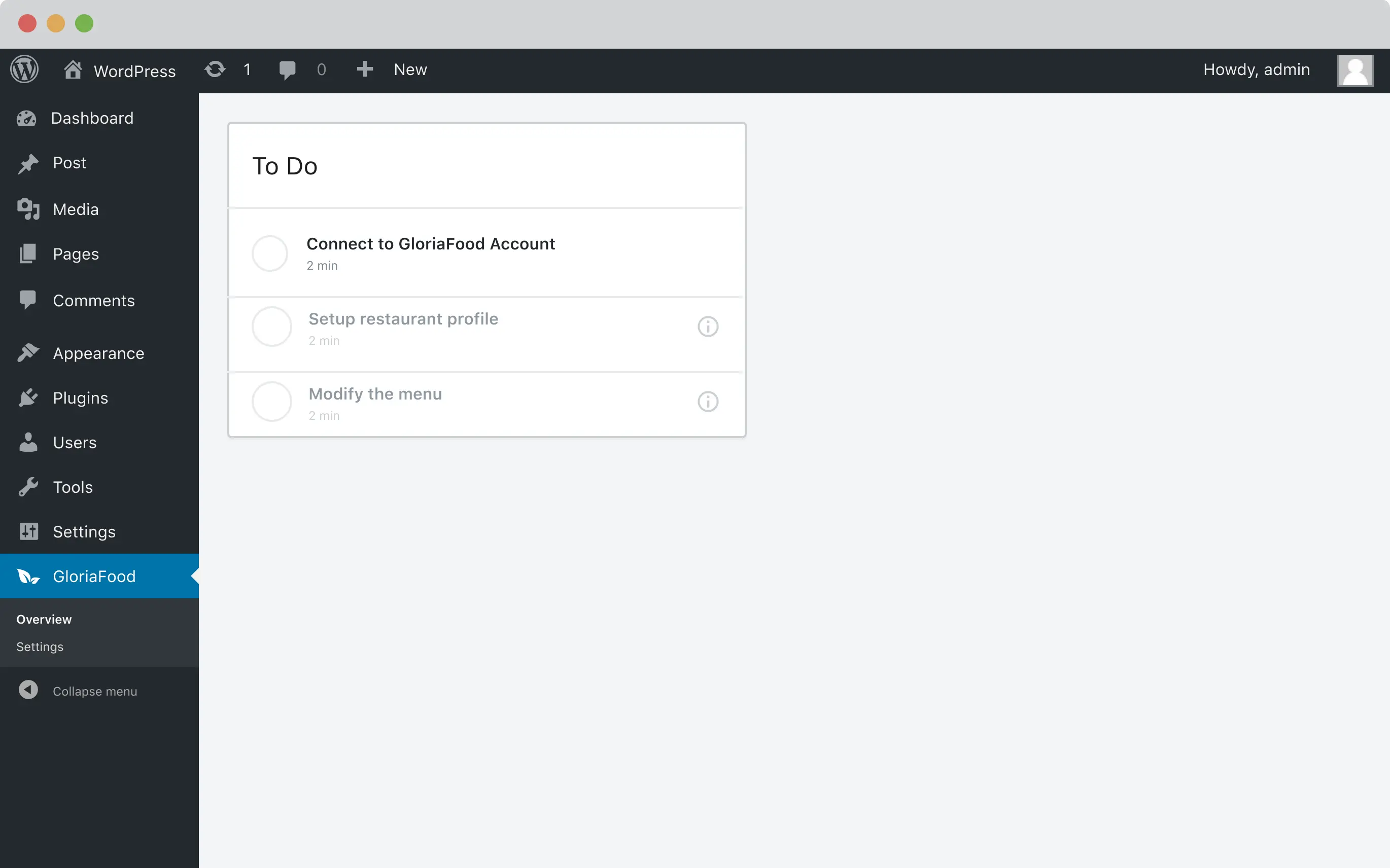 Wordpress food menu plugin upload