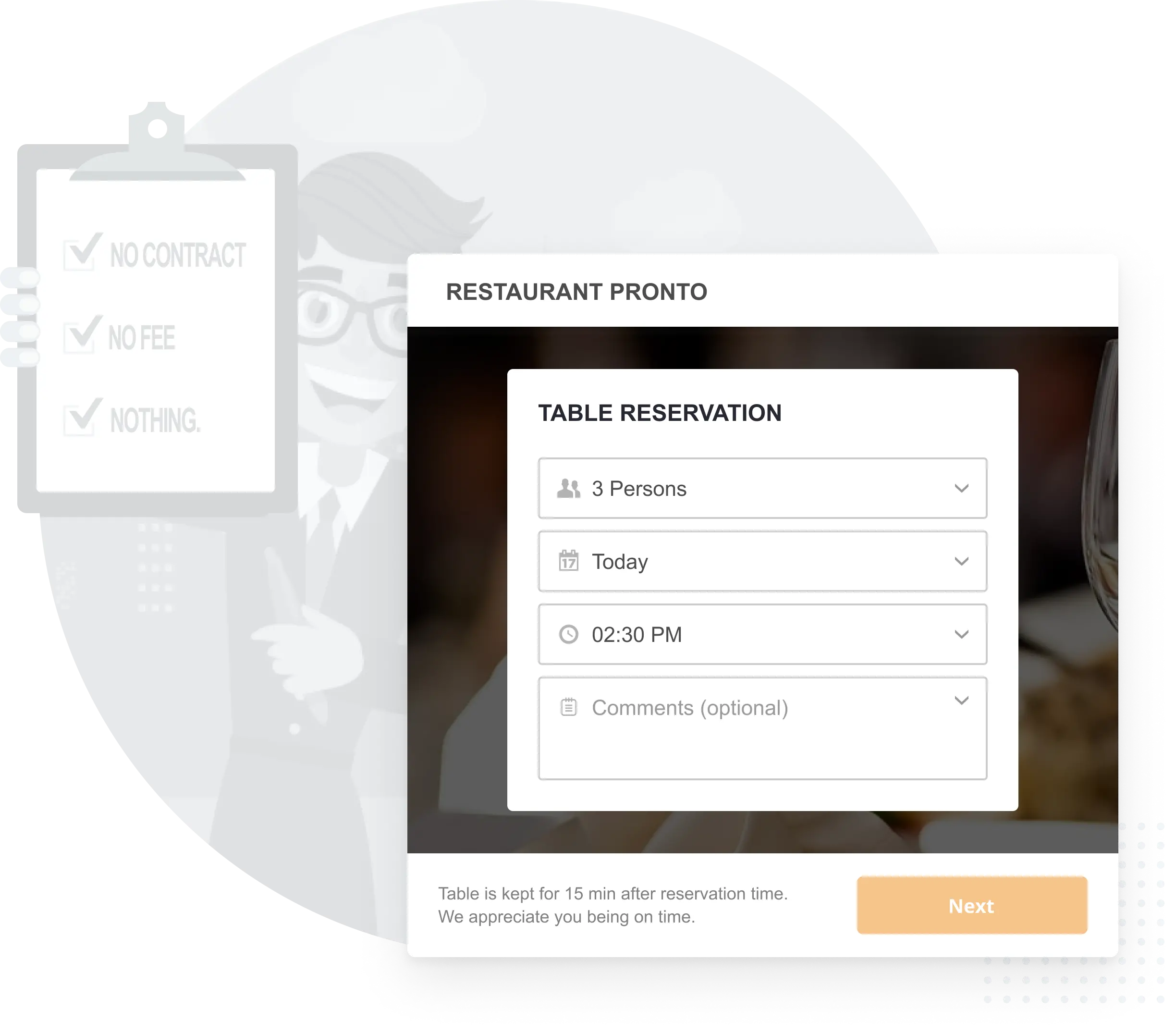 ree table booking system for restaurants, at no fee