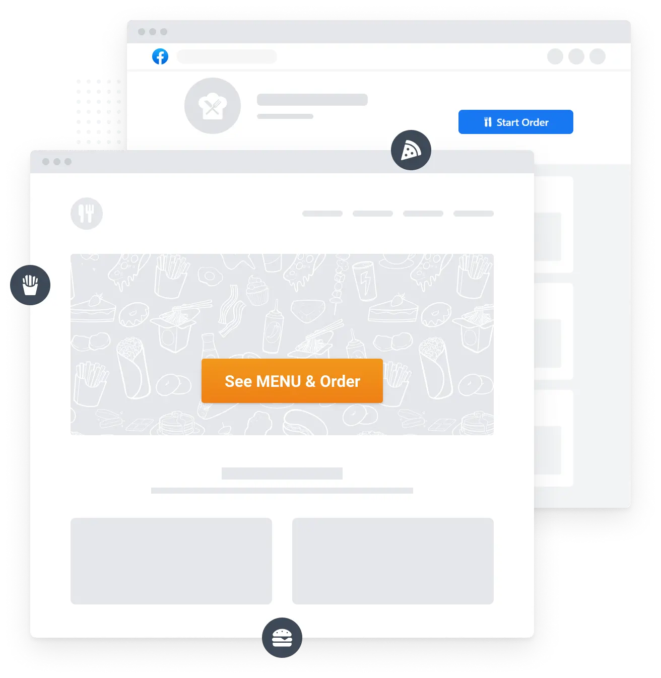 Website and Facebook online ordering software for restaurants